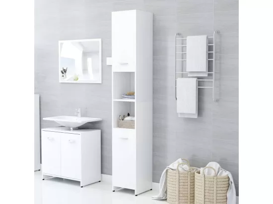 Armoire de salle de bain Blanc 30x30x183,5 cm Bois d'ingénierie