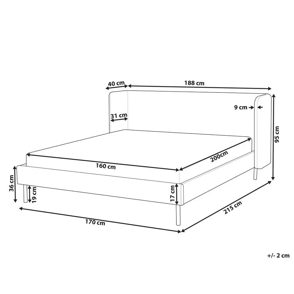 ARETTE - Tweepersoonsbed - Taupe - 160 x 200 cm - Fluweel