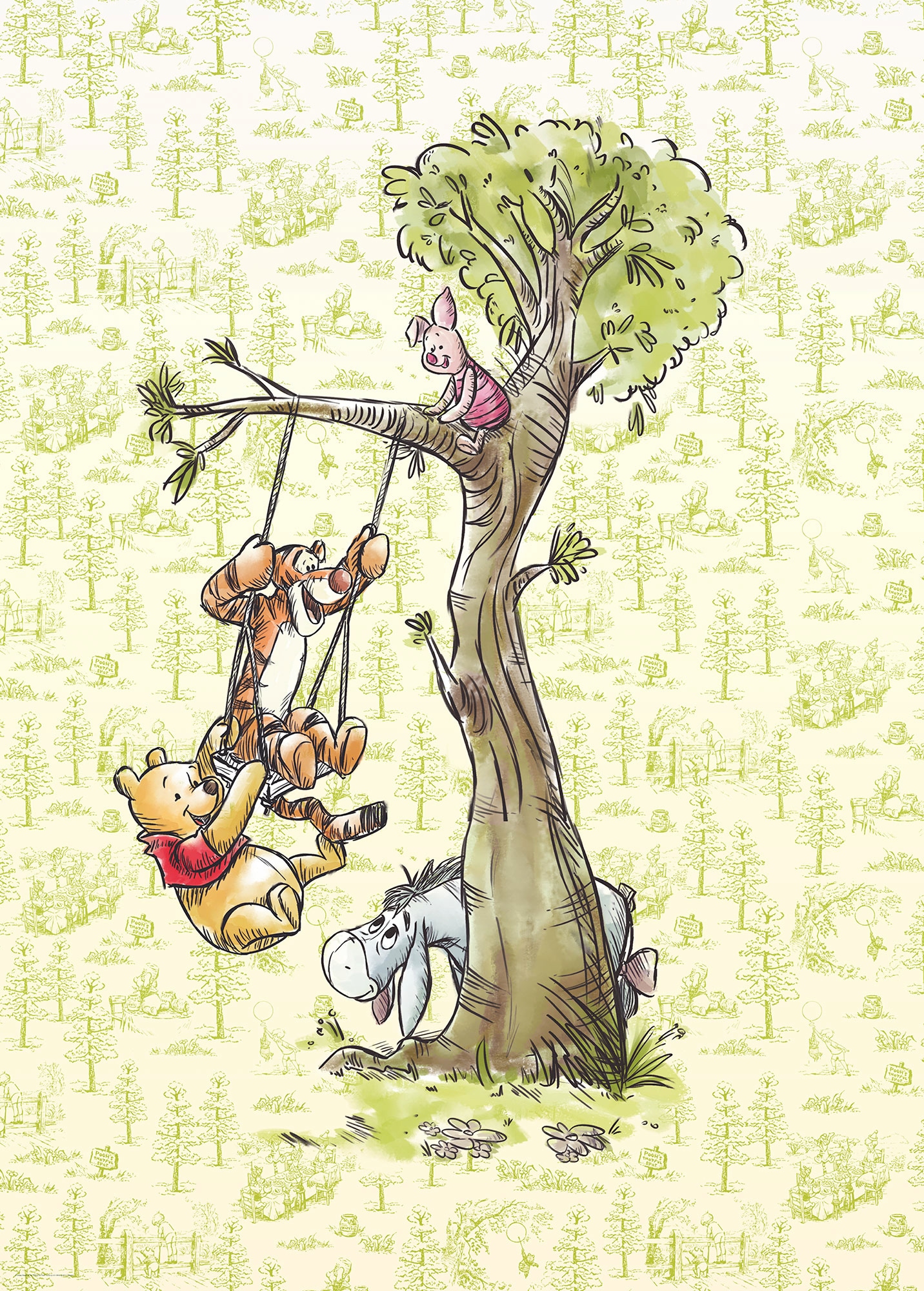 Komar Vliestapete »Digitaldruck Vlies -  Winnie the Pooh in the Wood - Grösse 200 x 280 cm« bedruckt glatt Kinderzimmer