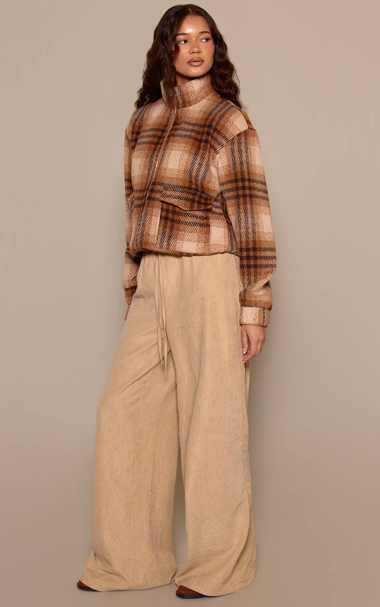 Sable Pantalon Large En Peau De Pêche Froissée