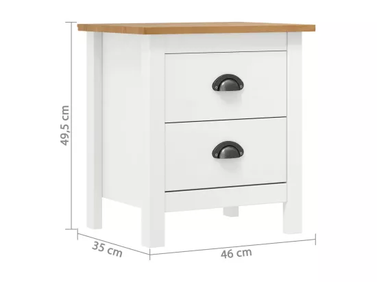 Tables de chevet Hill 2 pcs Blanc 46x35x49,5 cm Bois pin solide