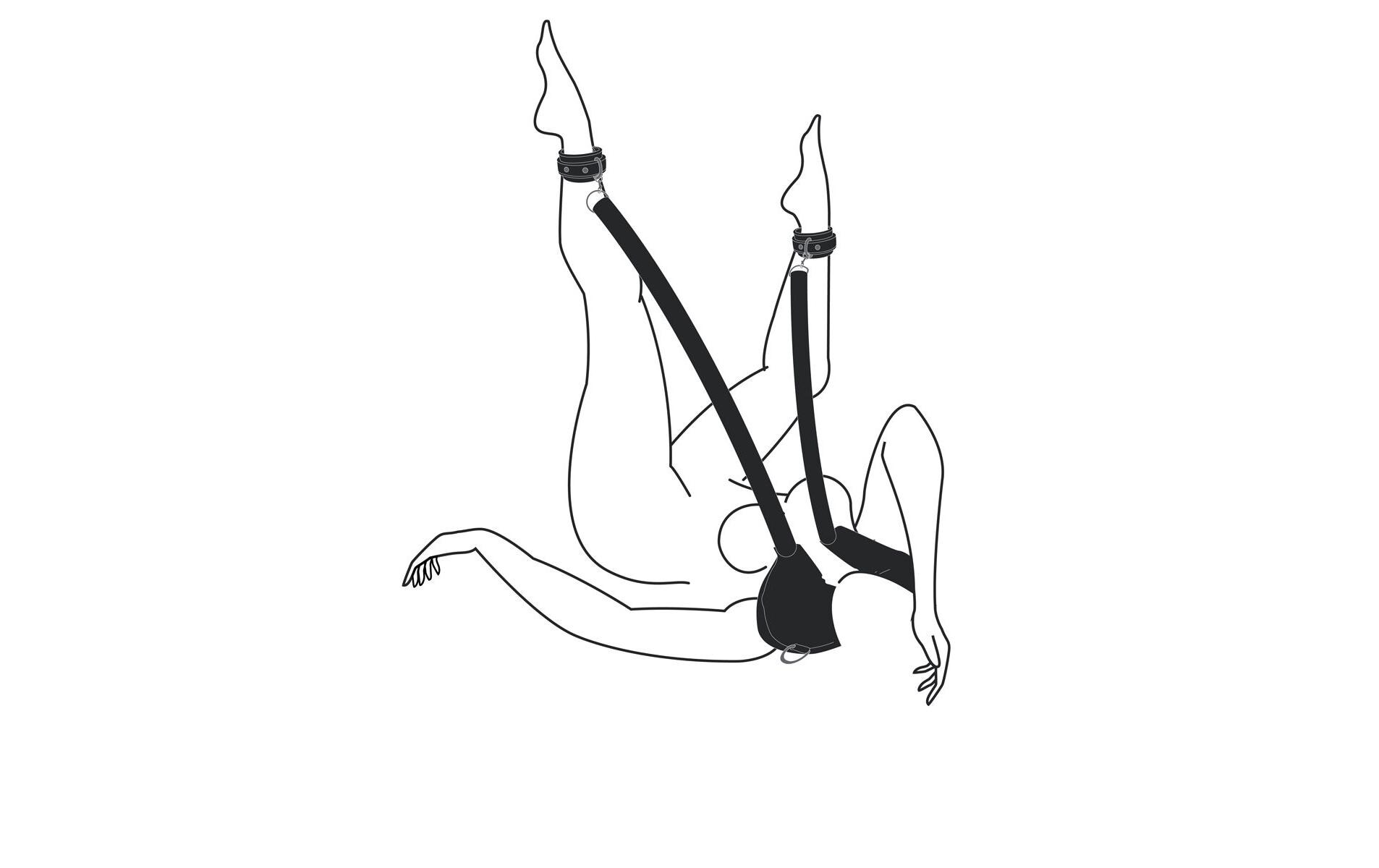 Fesseln Pillow & Ankle Cuffs Leg Position Strap SchwarzVerstellbarer Sexgurt für erotische Spiele