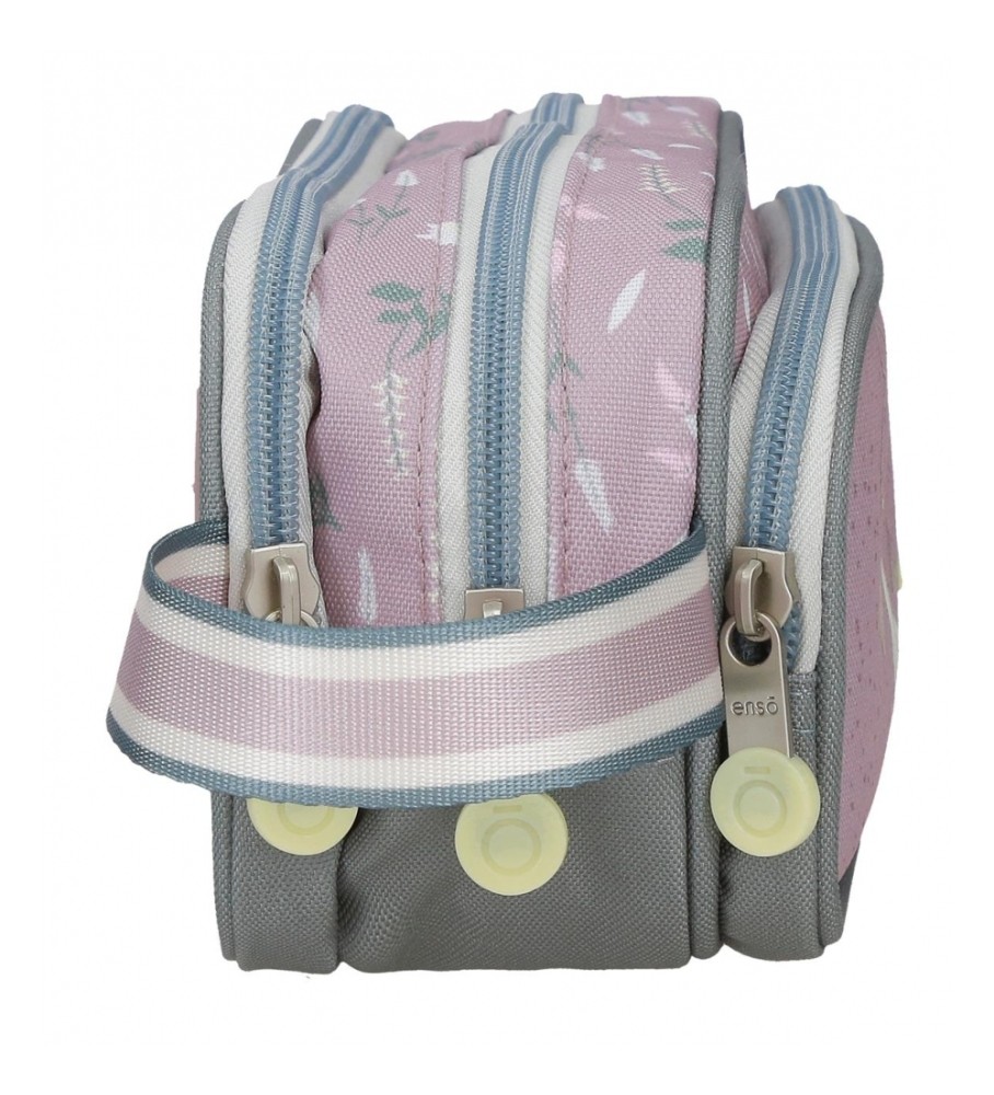 Estojo para lápis Enso Beautiful Day com três zíperes, roxo
