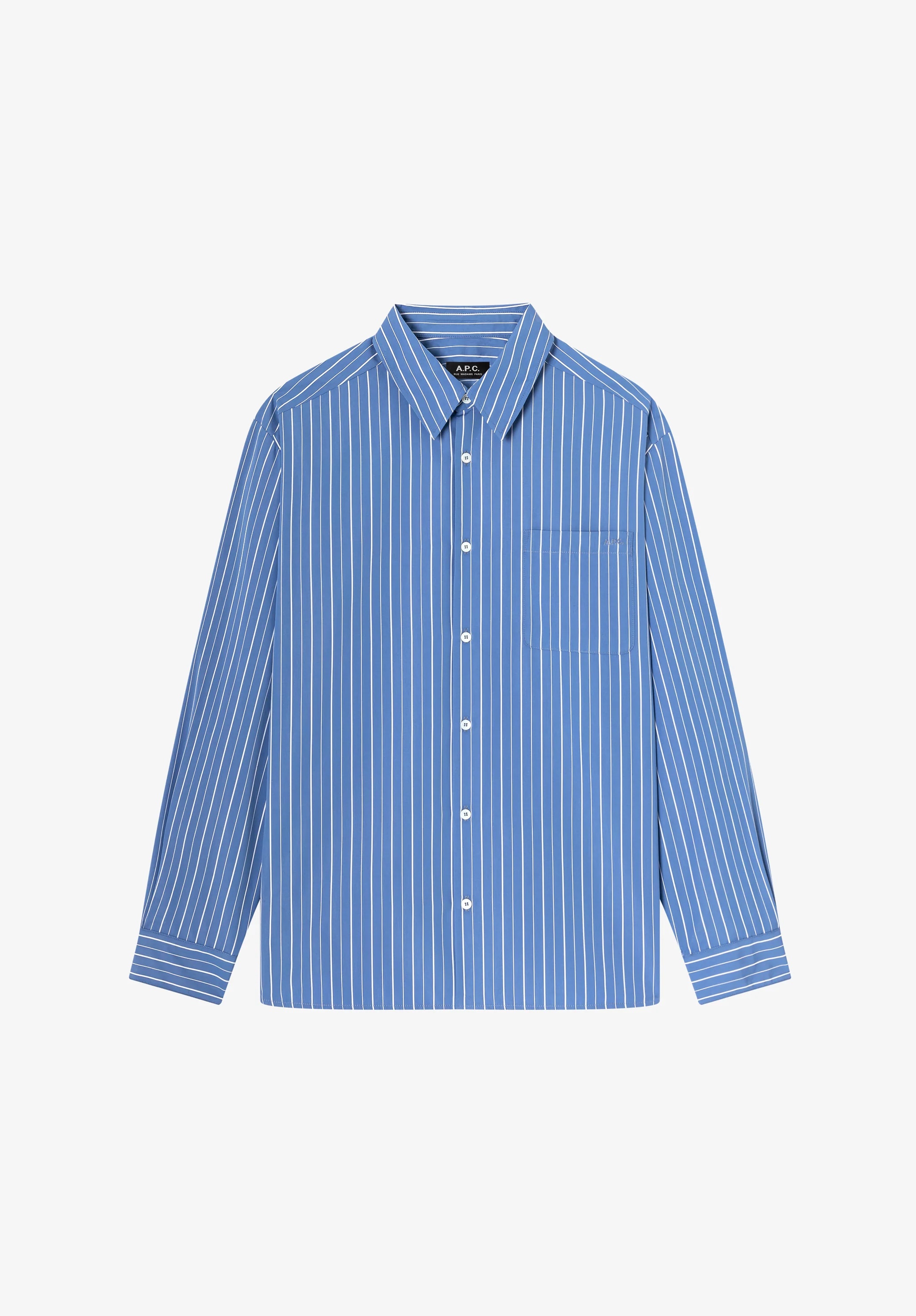 Chemise bleue à rayures blanches - Bleu gris