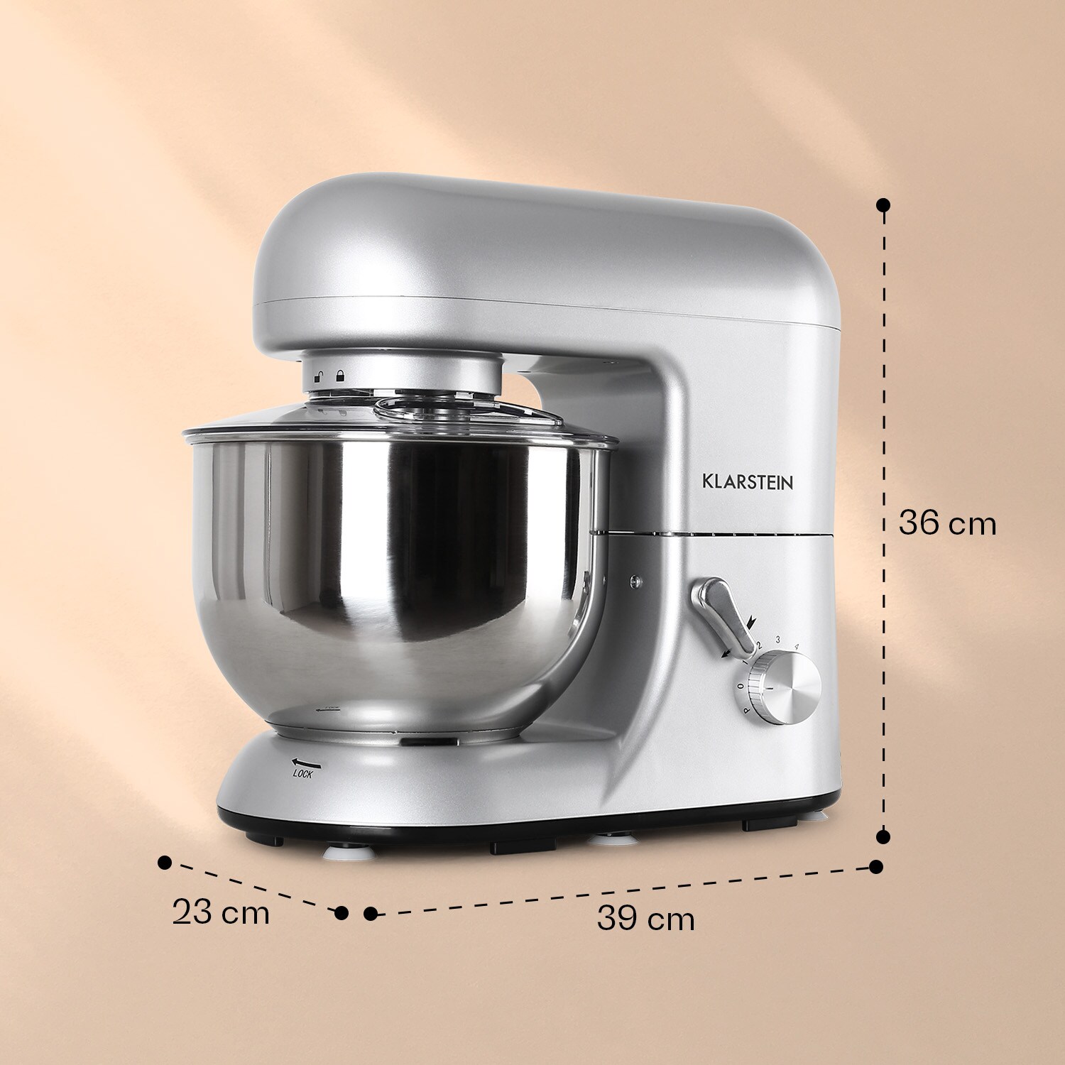 Bella Küchenmaschine 1800 W / 2,7 PS 5 Ltr Edelstahl BPA-frei Silber