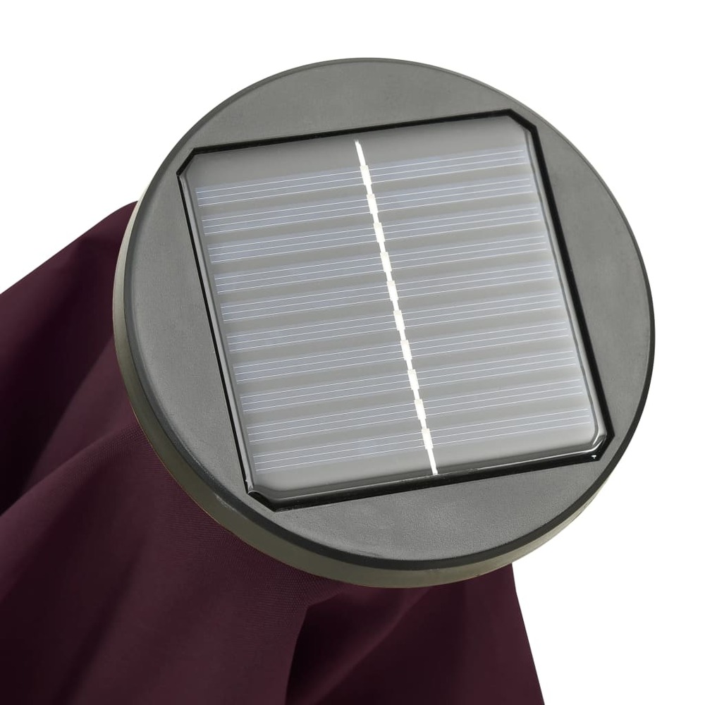Parasol avec lumières led 200 x 211 cm aluminium rouge bordeaux