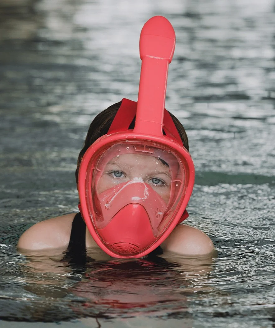 Watery fullface dykkermaske til børn - Oxygen - Atlantic Pink