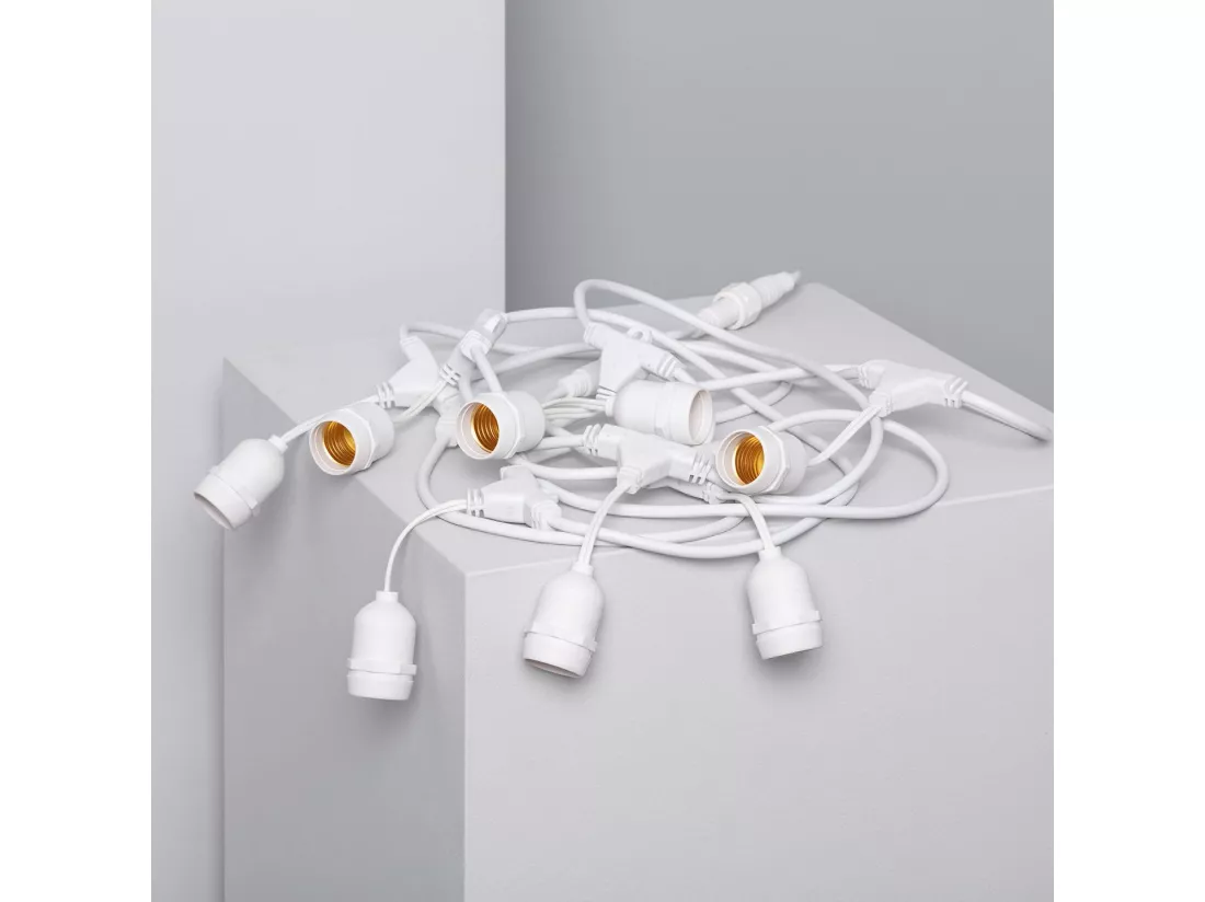 Guirlande Extérieure avec 8 Douilles E27 5.5m Blanche IP65 Blanc