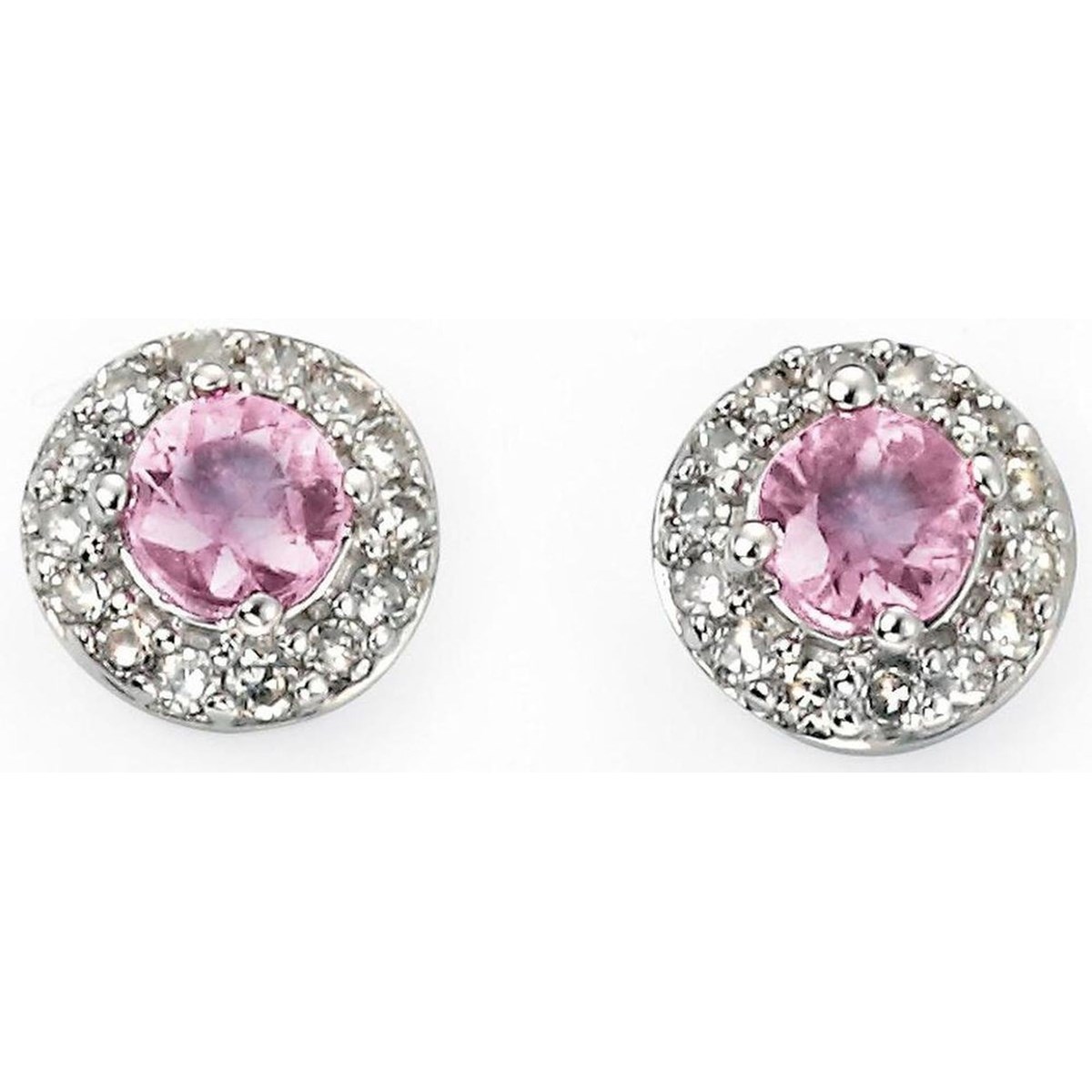 Boucle d'oreille diamant et saphir rose en or blanc 375/1000