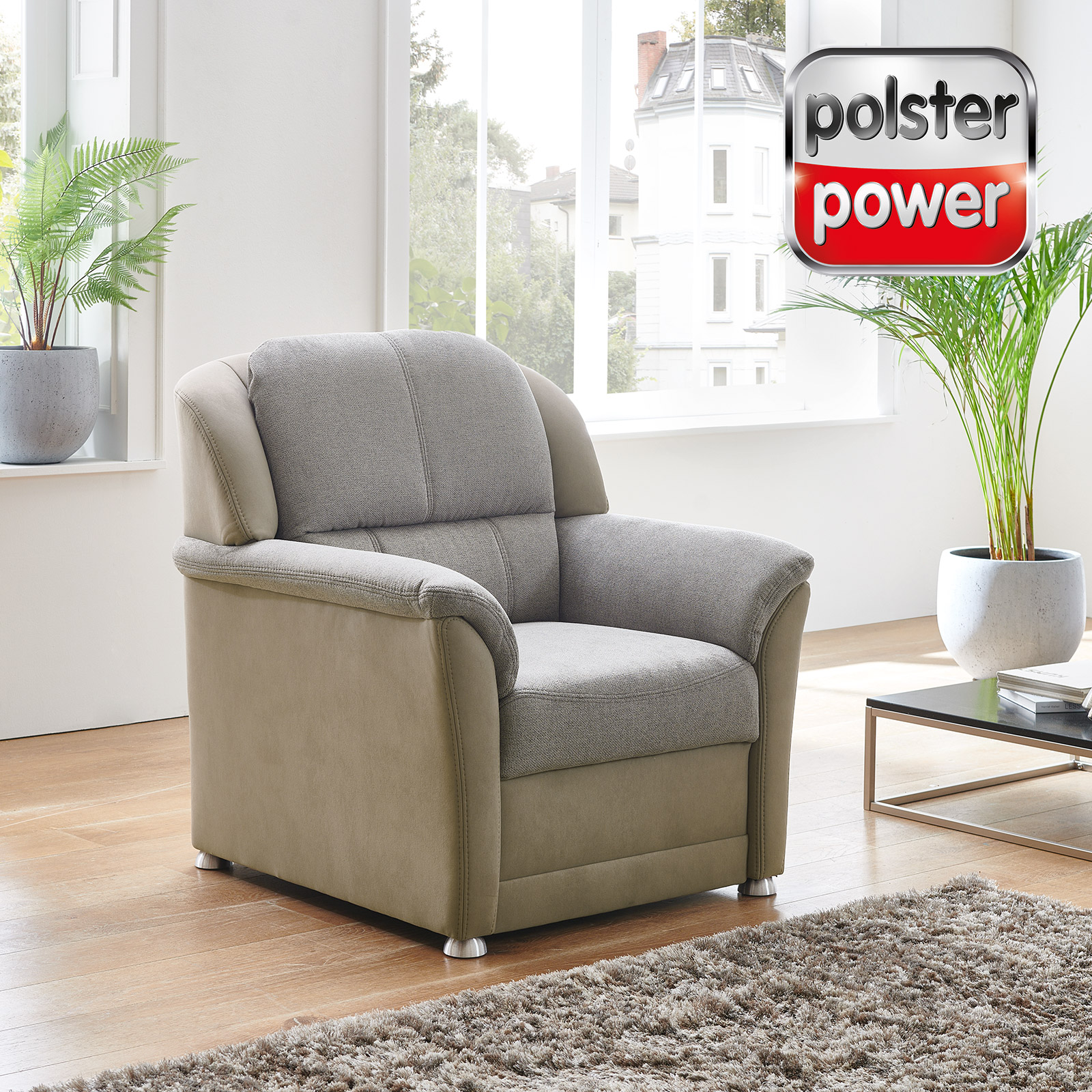 polsterpower Sessel - mandel-stone - Federkern