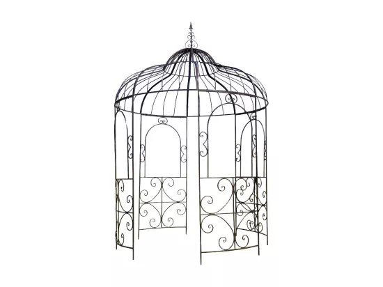Gloriette pergola tonnelle kiosque abri jardin fer marron 216x330 cm