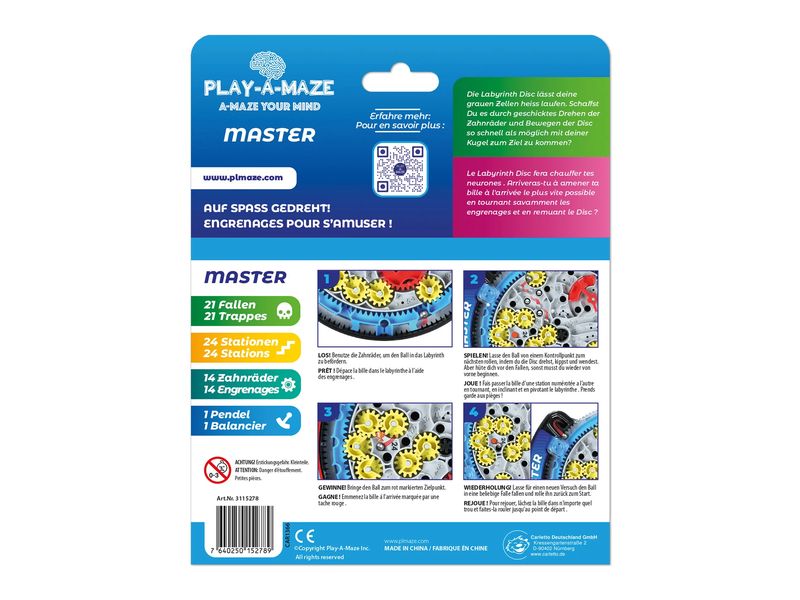 Carletto Knobelspiel Labyrinth Travel Disc für Master Geschicklichkeitsspiel
