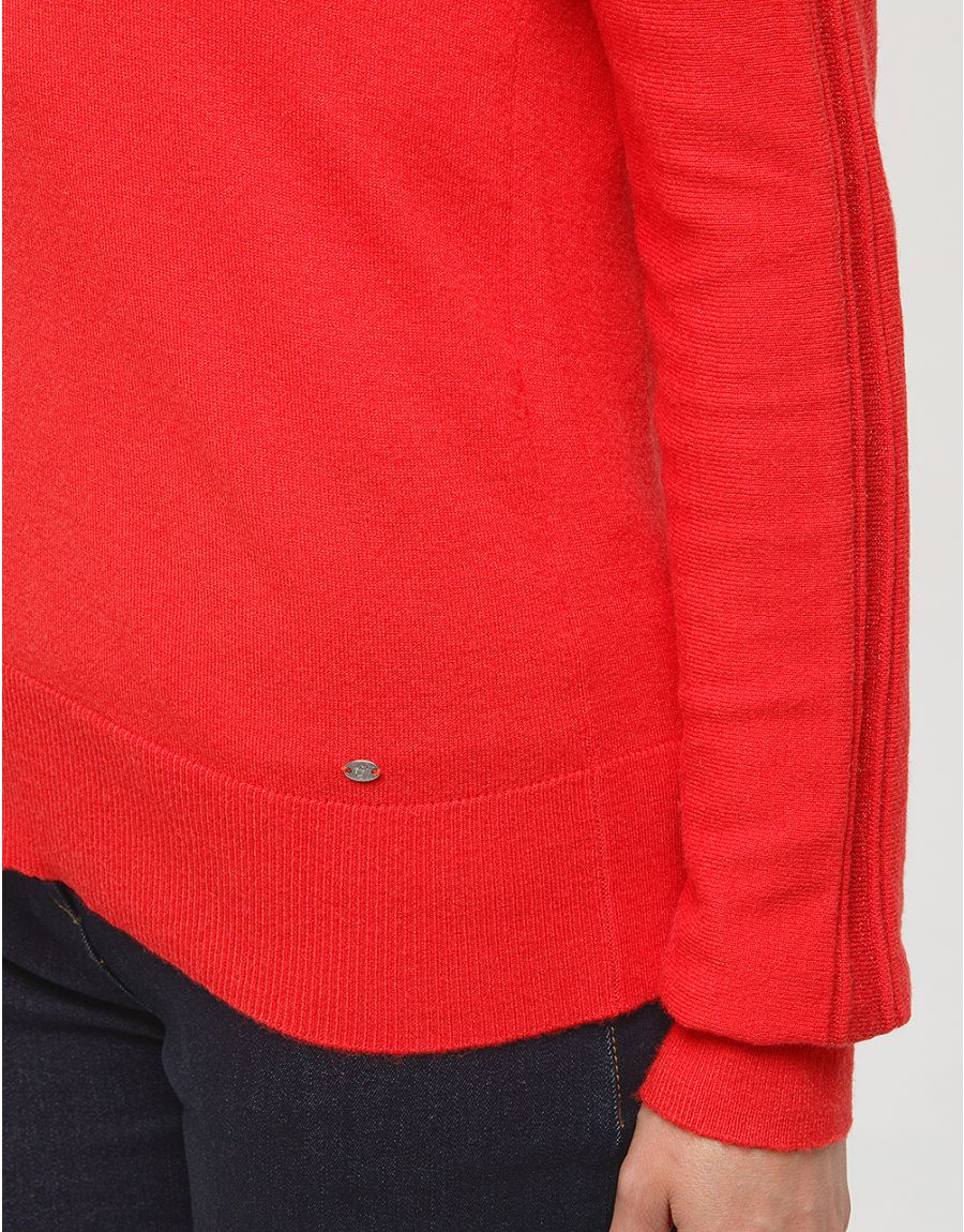 Pull col polo rouge