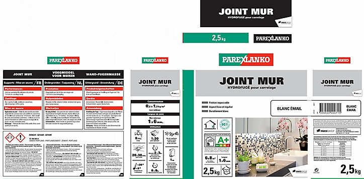 Joint mur blanc émail Parexlanko 2,5 kg