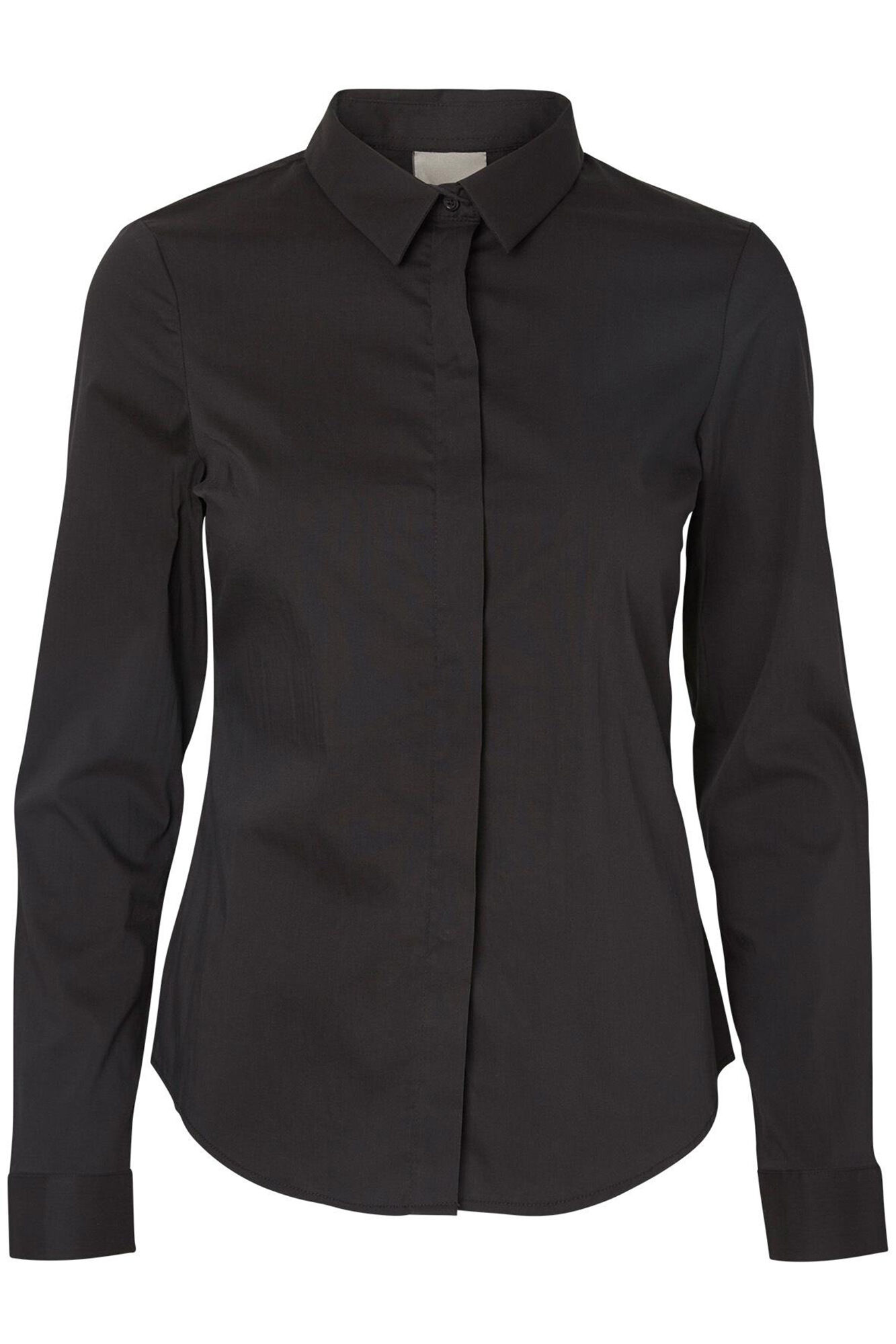 Camisa básica de manga comprida - Preta