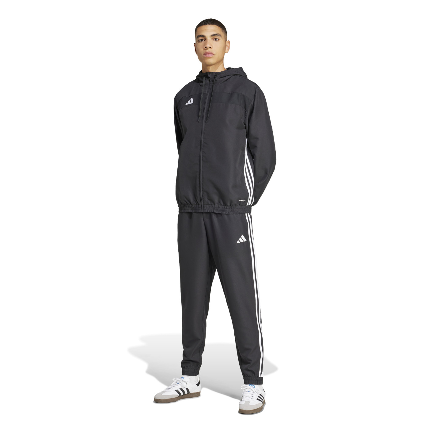 Adidas Tiro 25 Essential Trainingsjack Woven Hooded Zwart Wit