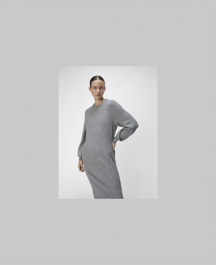 Object OBJDITTE RE L/S KNIT MIDI DRESS NOO Medium grey melange