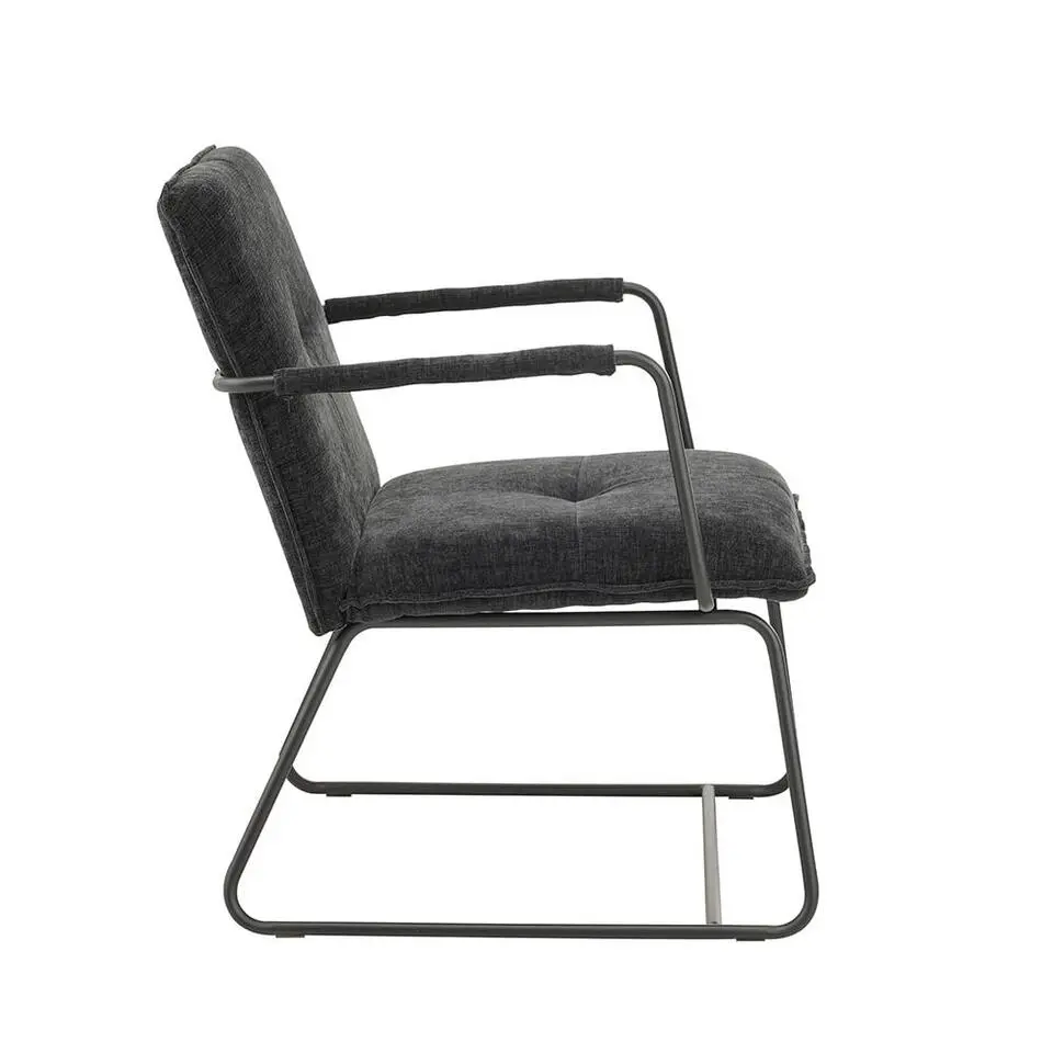 Fauteuil Hailey zwart chenille - Stof - Zwart