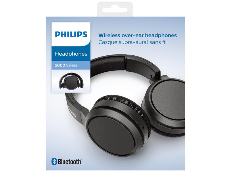 Philips Over-Ear-Kopfhörer TAH5205BK/00 Schwarz Over-Ear-Design mit geschlossenem Design – Hervorragende Geräuschisolierung – Faltsystem für kompakte Aufbewahrung