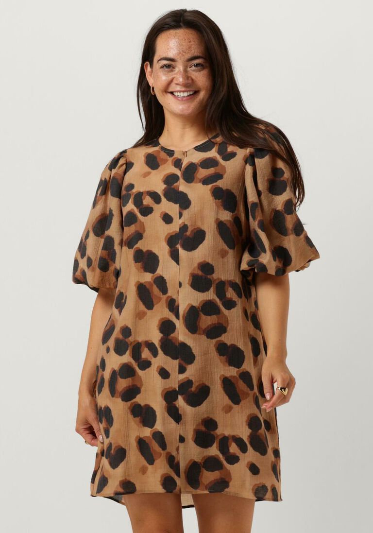 BY-BAR camel by-bar mini jurk arya cheeta dress