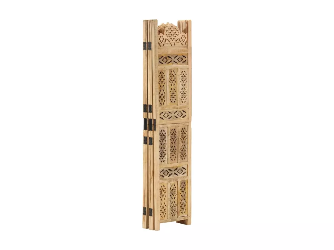 Cloison de séparation 5 panneaux 200x165 cm Bois de manguier