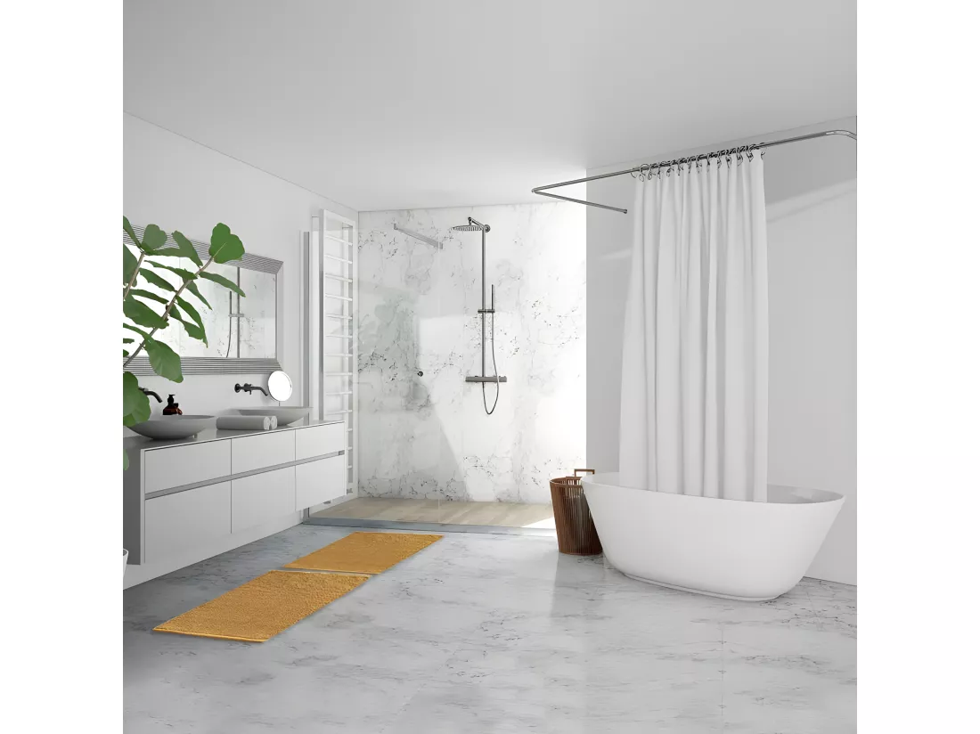 Lot de 2 tapis de salle de bain 40 x 60 cm en coton moutarde - PEPPO