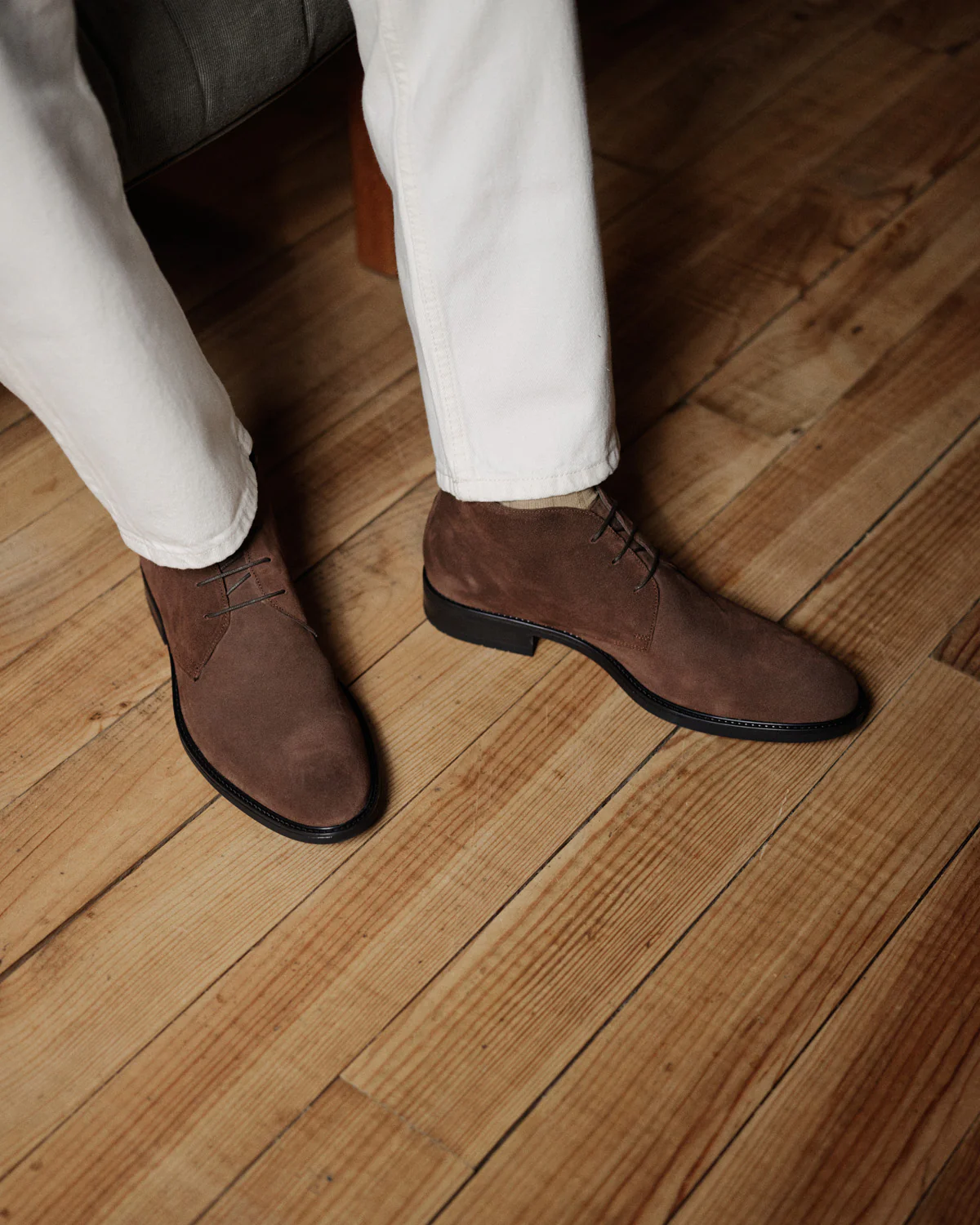 Clayton-Desert boots en velours marron
