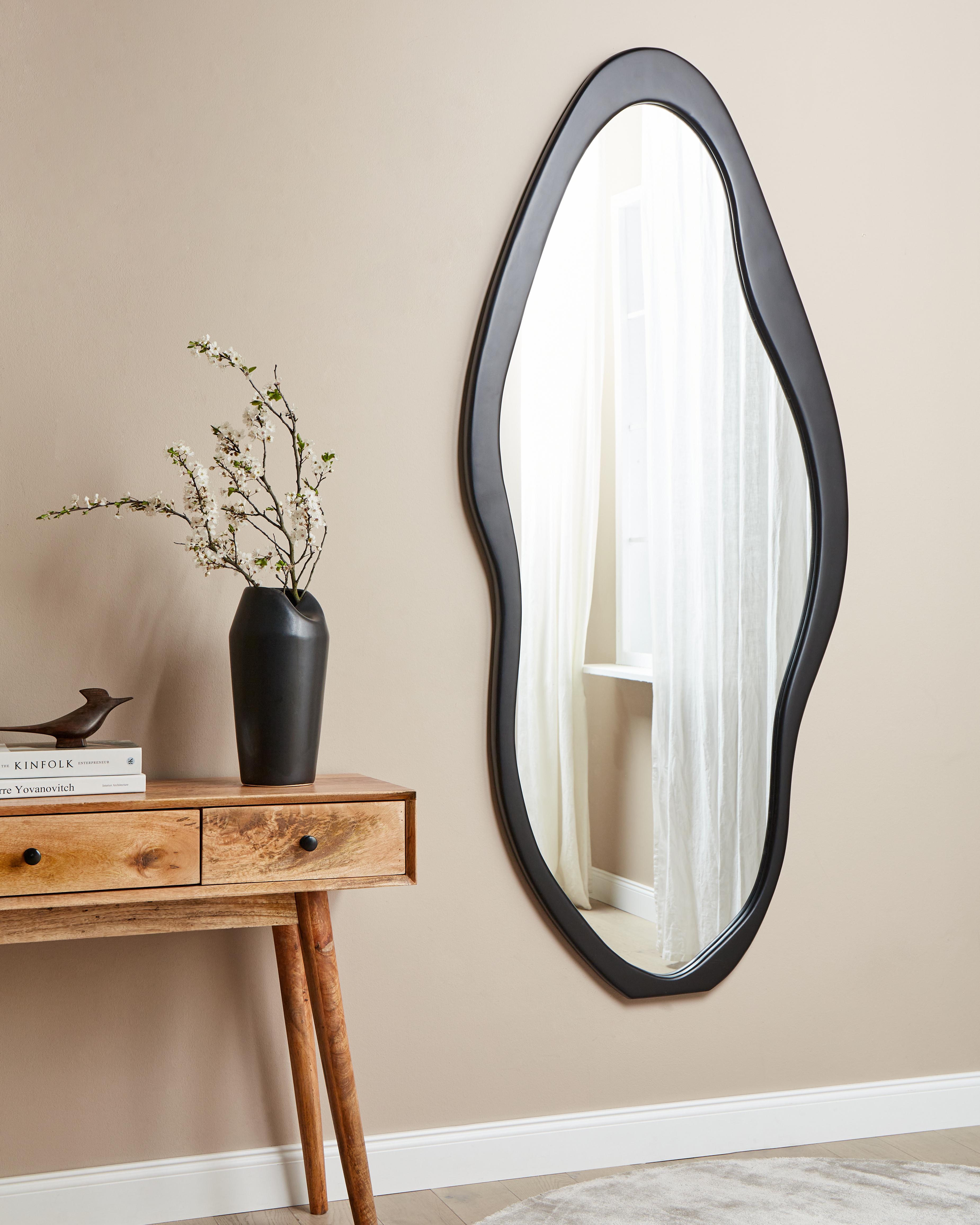 Wandspiegel BLET 80 cm 180 cm Paulowniahout Zwart