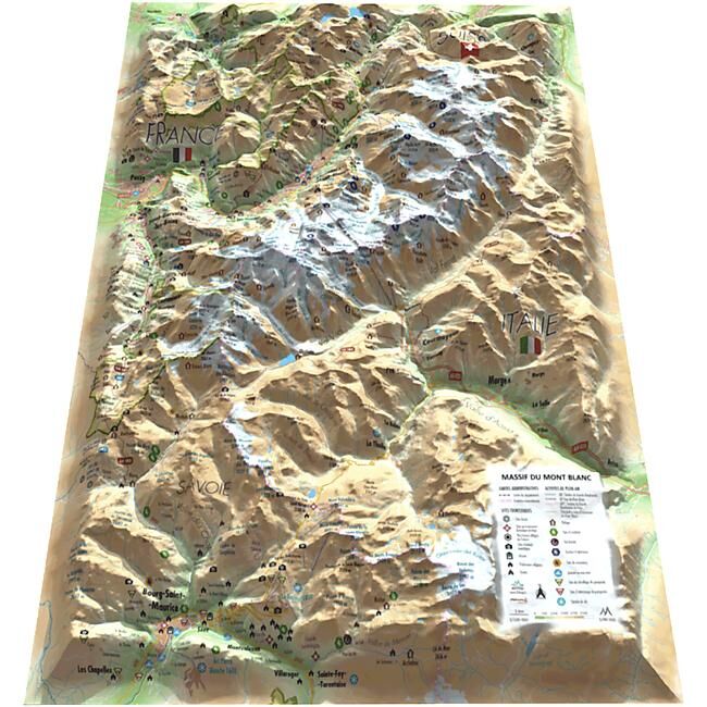 3D MAP - RELIEF MASSIF DU MONT BLANC 61X41