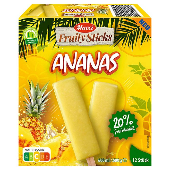 MUCCI Frucht Stieleis 600 g, Ananas