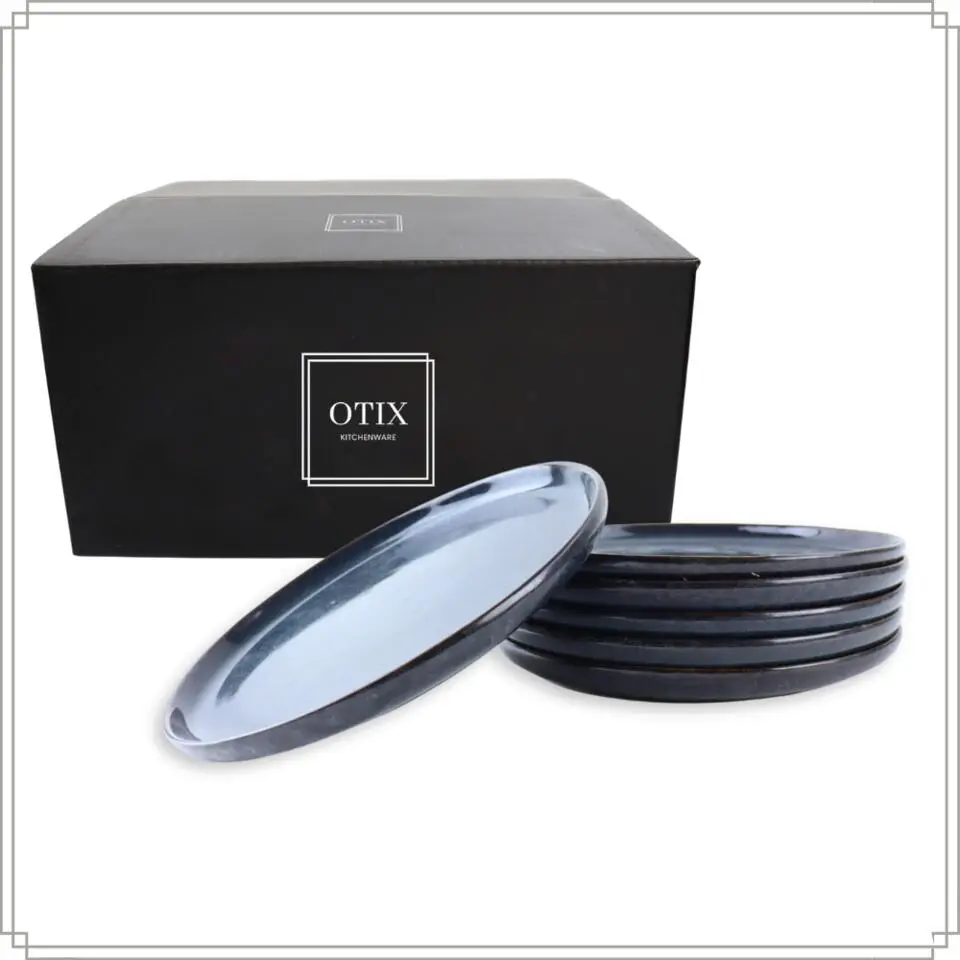 OTIX Dinerborden Bordenset 6 Persoons 26cm Blauw Aardewerk EBONY