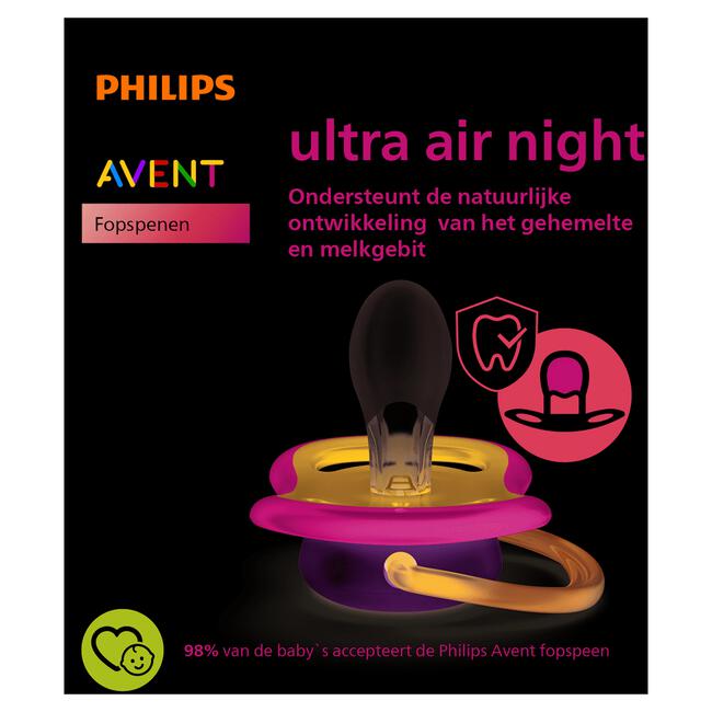 Philips Avent Soother Air Nighttime 6-18M BX2