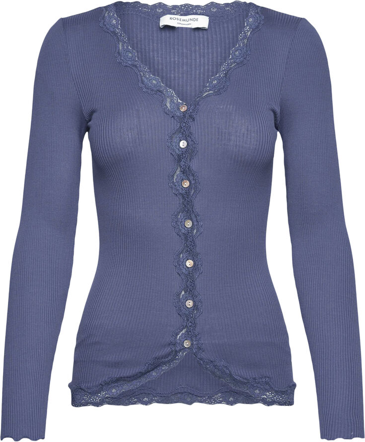 Rosemunde Silk cardigan w/ lace True navy