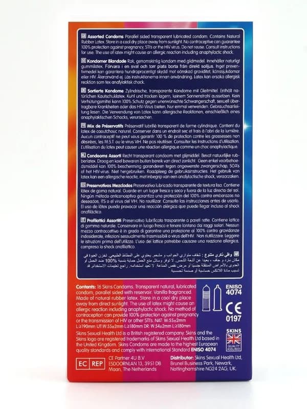 Skins Assorted Condoms 16-pack  Mix pakke av kondomer