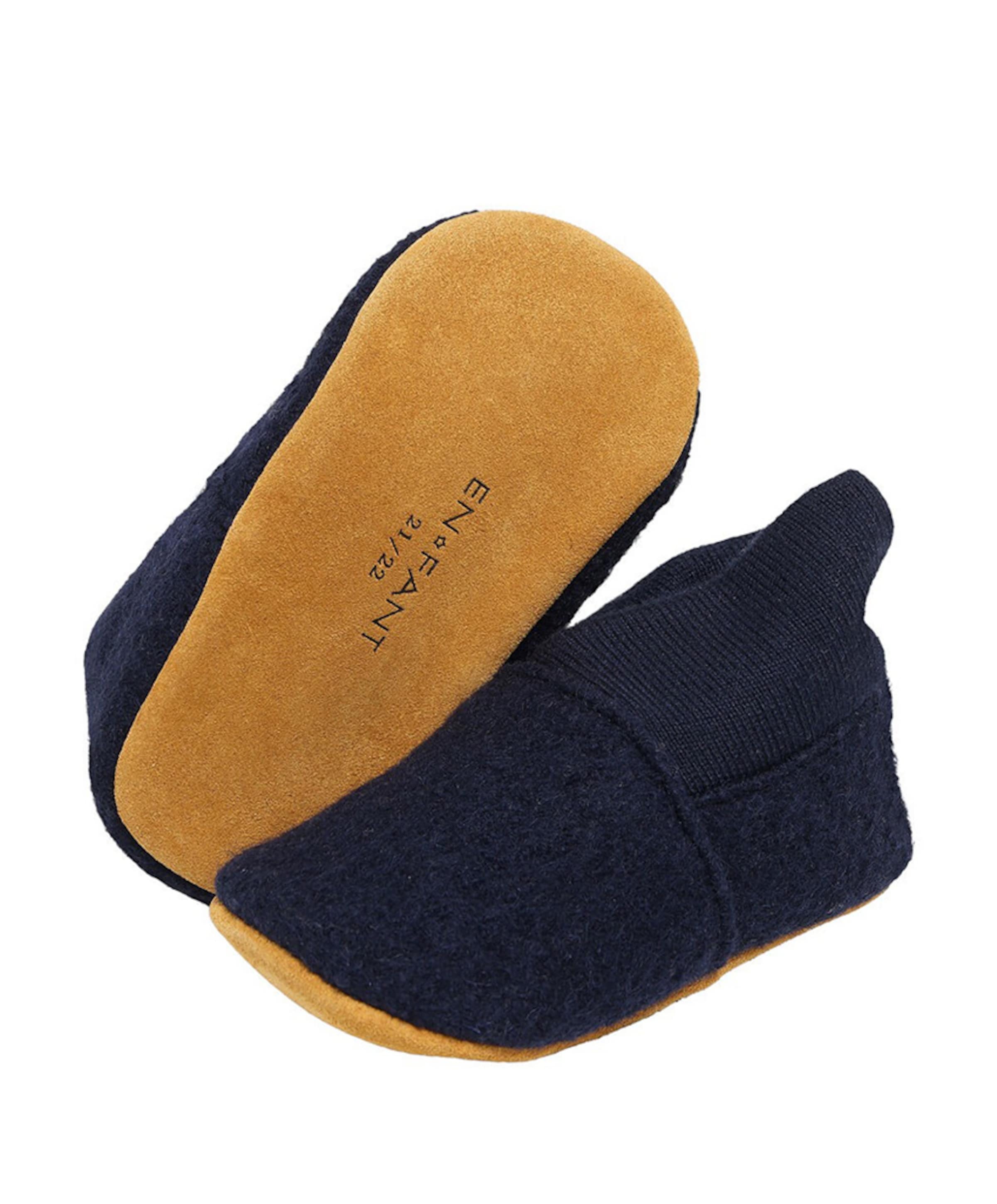 EN FANT Wool Slippers w. Rib uniseks pantoffels  blauw