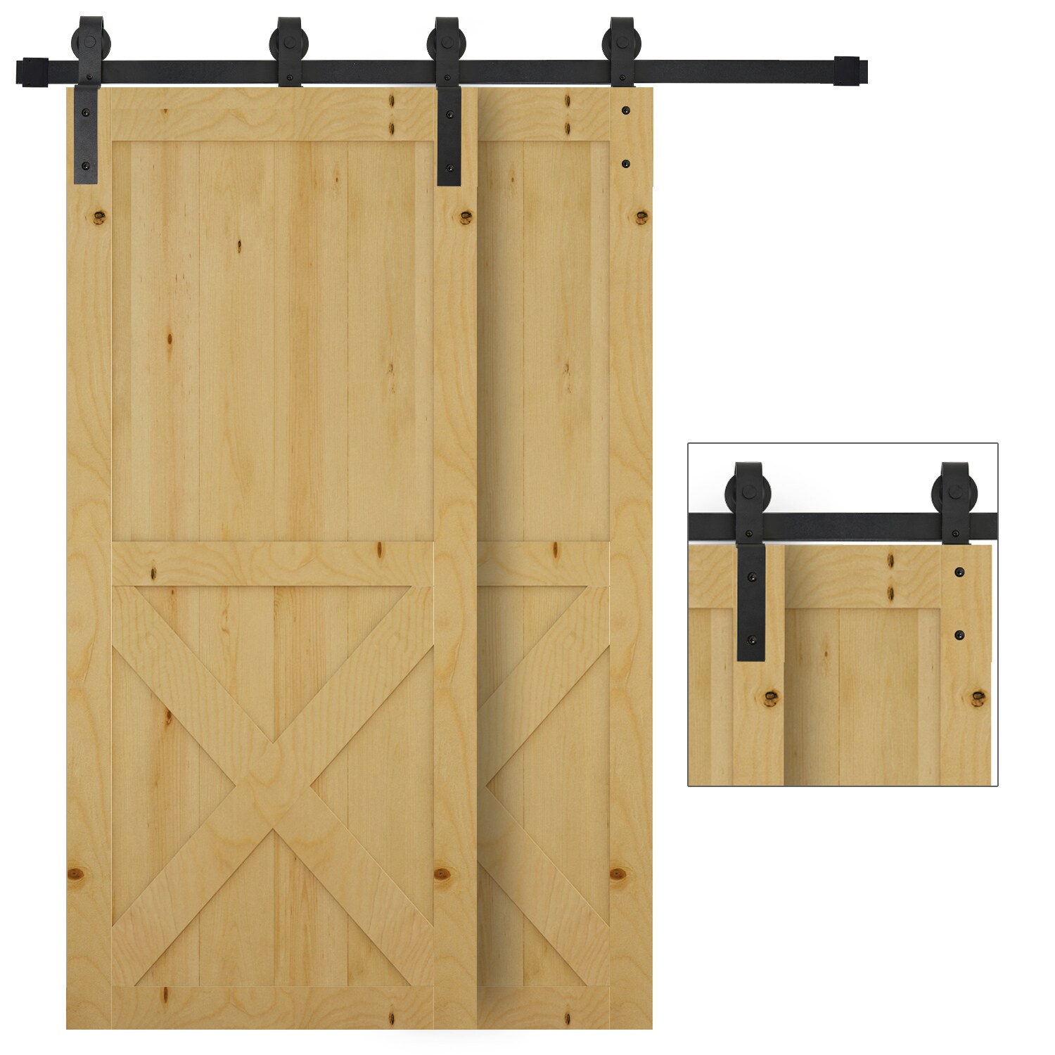 HOMCOM Schiebetürsystem mit Aufhängung für eine Tür schwarz 200 x 0,6 x 4 cm (BxTxH)