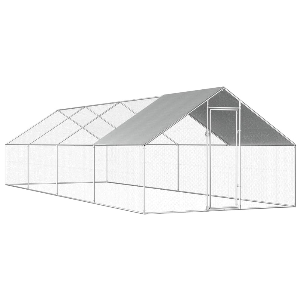 Poulailler d'extérieur 2,75 x 8 x 1,92 m acier galvanisé toit en pe