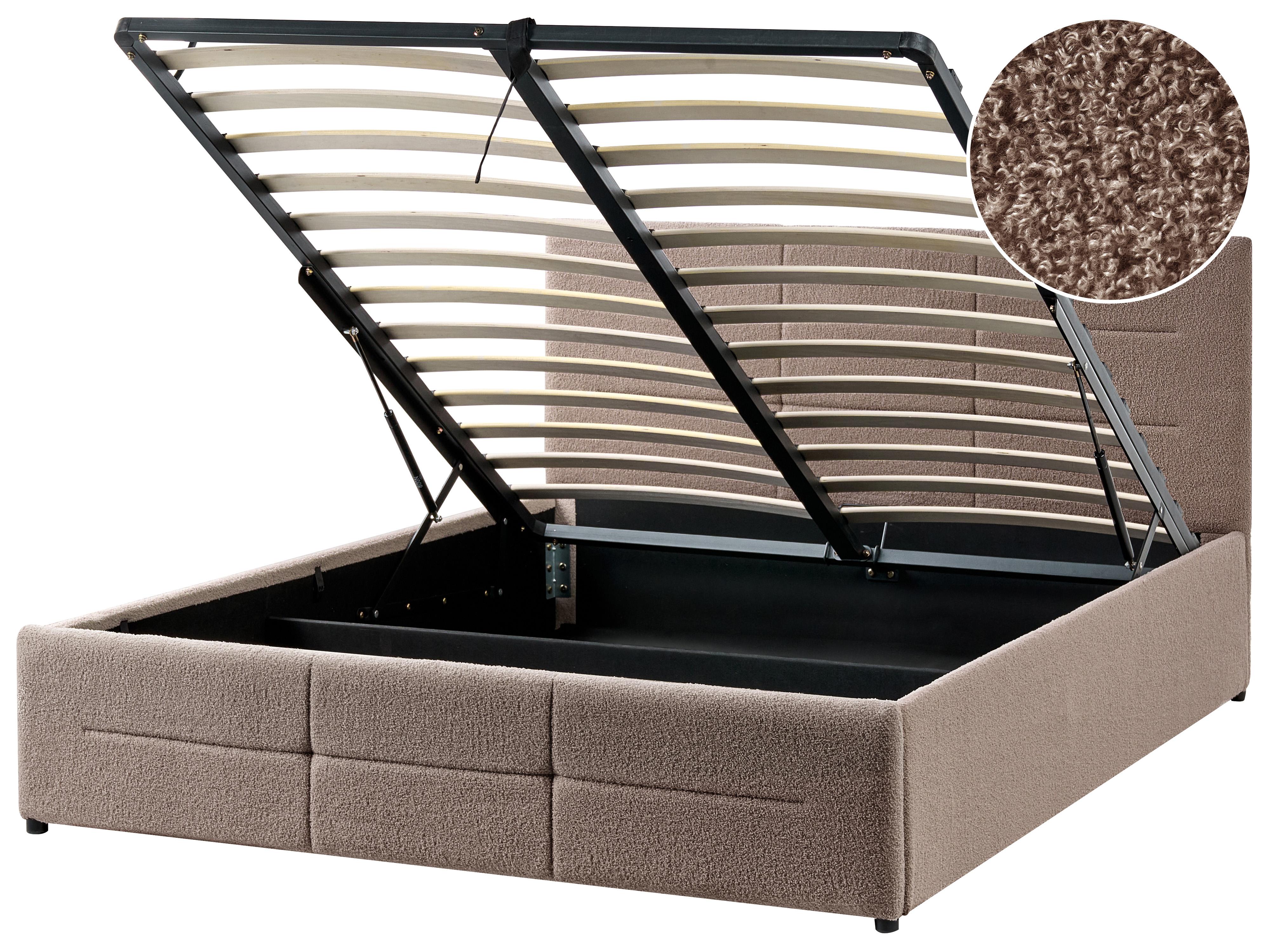 Bed met opbergruimte Bouclé MASSOGNES 140 x 200 cm Taupe