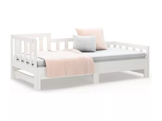 Lit coulissant Blanc 2x(90x190) cm Bois de pin massif