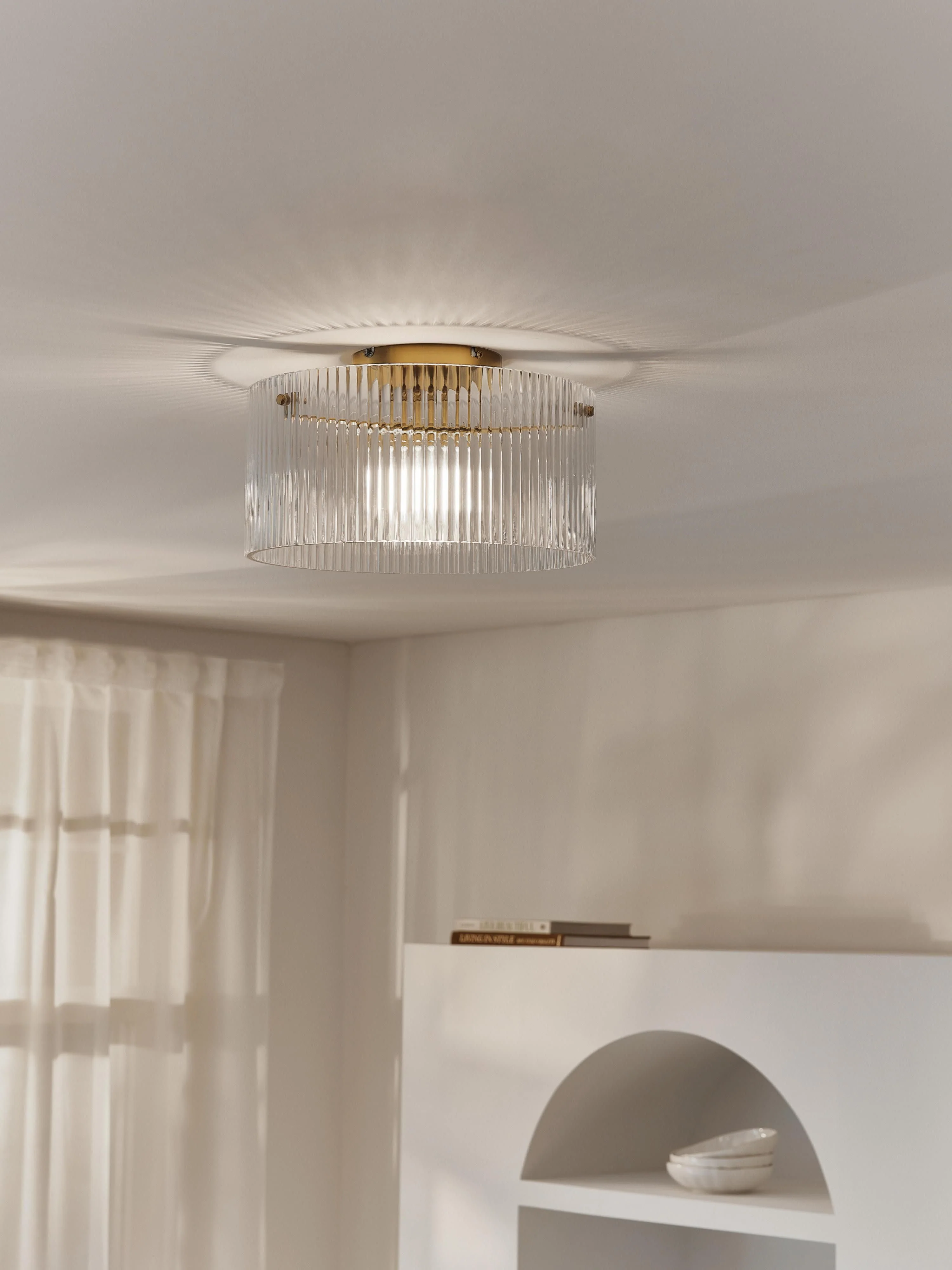 Plafondlamp Emmi van geribbeld glas