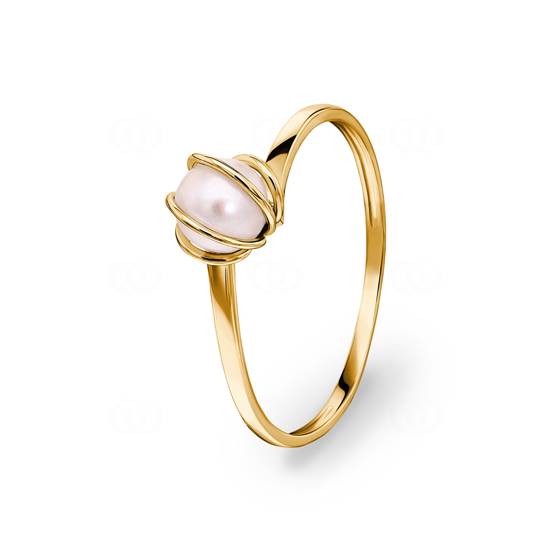 Damenring 750/18 K Gelbgold mit Süsswasserzuchtperle Ø 5mm