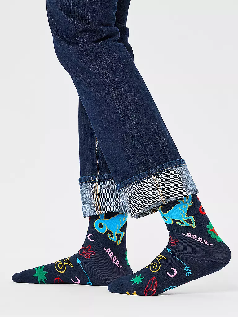 HAPPY SOCKS Damen Socken 36-40 WIDDER navy dunkelblau