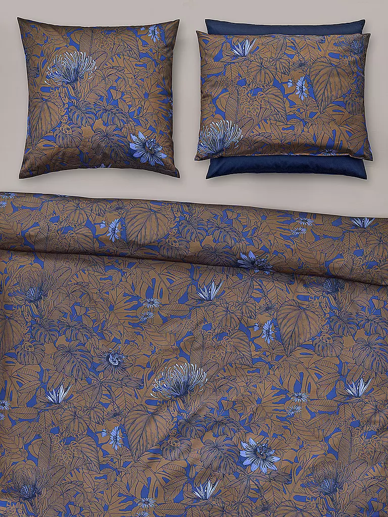 CHRISTIAN FISCHBACHER Satin-Deckenbezug GOLDEN GARDEN 140x200cm Kupfer/Blau kupfer