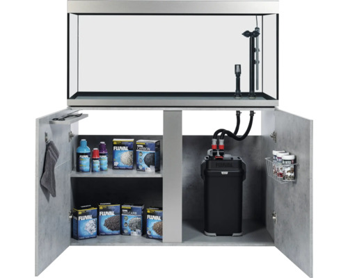 Aquariumcombinatie Fluval Siena 332 met LED-verlichting, verwarming, buitenfilter en kast, 332 l, beton, 110 x 55 x 128 cm