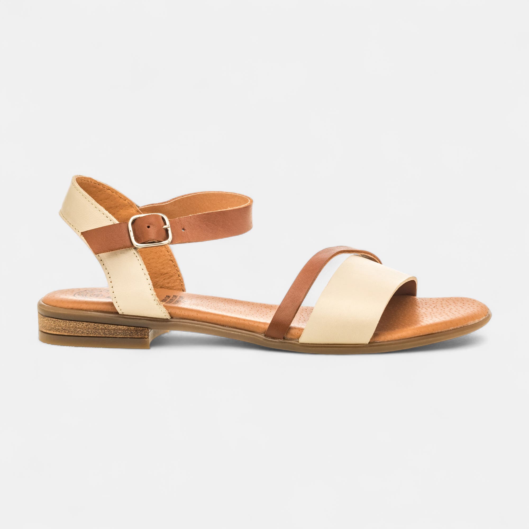 Nu-pieds Femme en cuir beige
