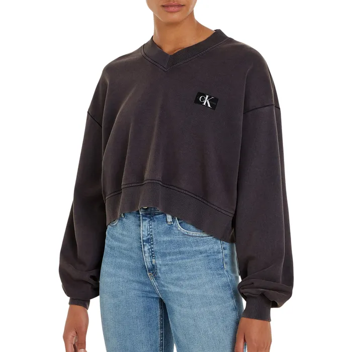 Calvin Klein Woven Label Washed V-neck Sweater Dames