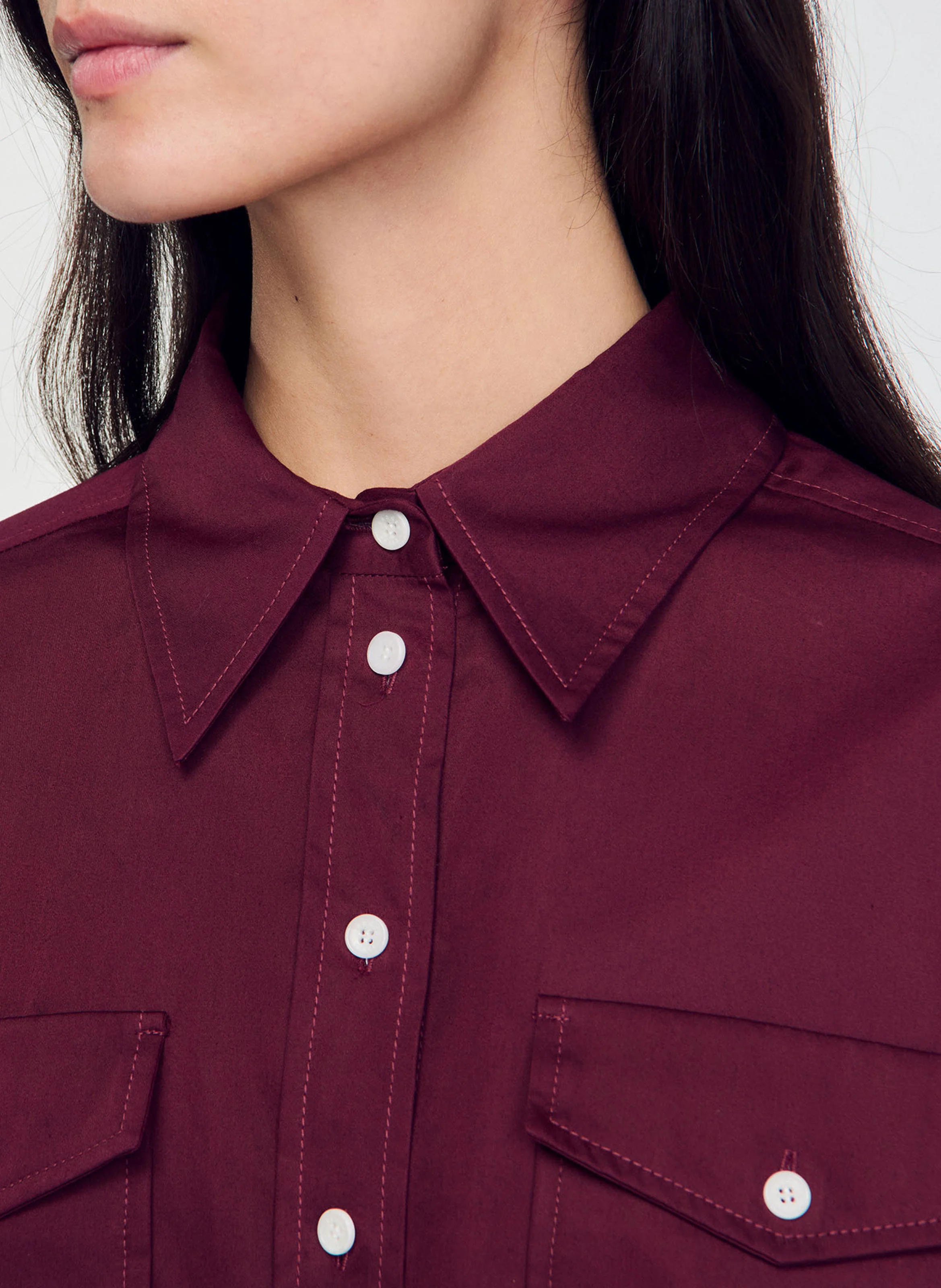 Chemise droite en coton | Rouge