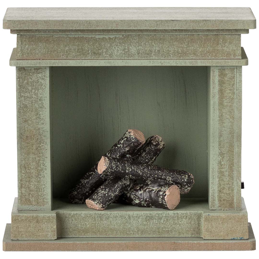 maileg poppenhuis open haard - dusty green