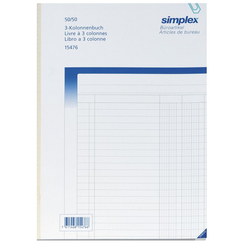 Simplex Durchschreibeblock, 50/50, 2 Kolonnen, A4, weiss