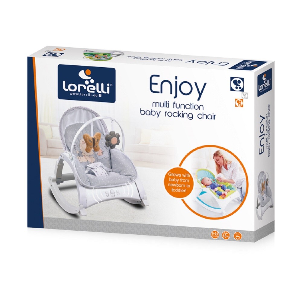 Lorelli Babywippe und Stuhl ENJOY mit Vibration, Musik, verstellbare Rückenlehne rosa pink